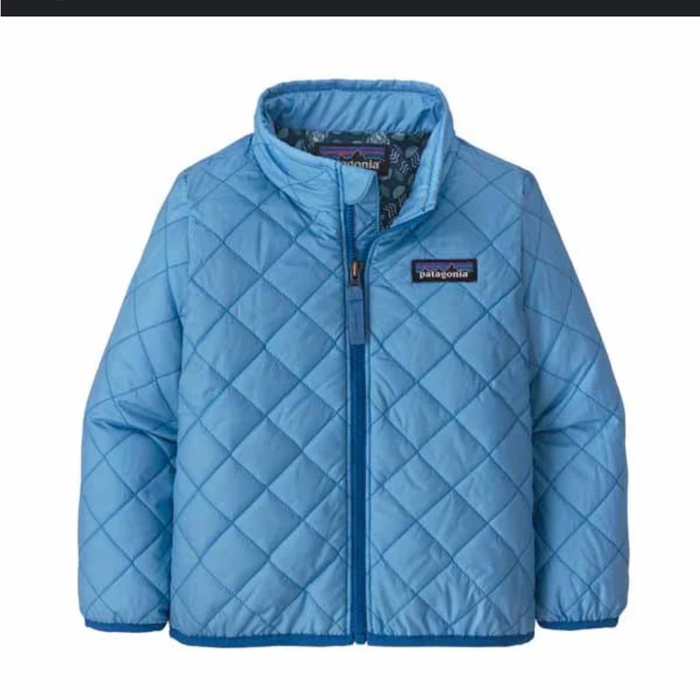 Patagonia Baby Nano Puff Jacket, light blue with sea turtle lining, sz 2T